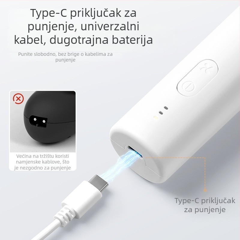 HC-W008 Dječji frizerski stroj, ugrađena baterija 500–800 mAh, radno vrijeme 0–1 h, vodootporan, keramička oštrica