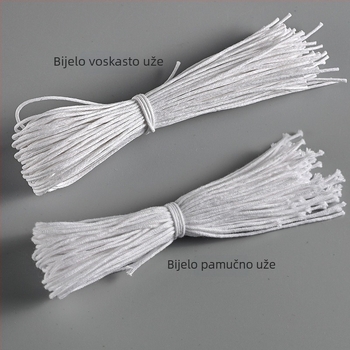 Šnura za oznaku odjeće, ručno vezana voskasta konopac, pamuk, ponovno upotrebljiva, plastična kopča, za odjeću