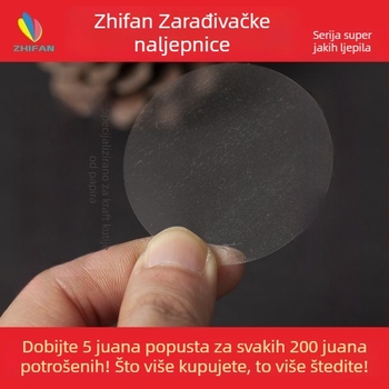 Okrugli pečatni naljepnica za kutije od BOPP-a, ljepilo na bazi ulja, izrez po obliku, debljina 0.025/0.05 mm, tisk loga, 20-100°C