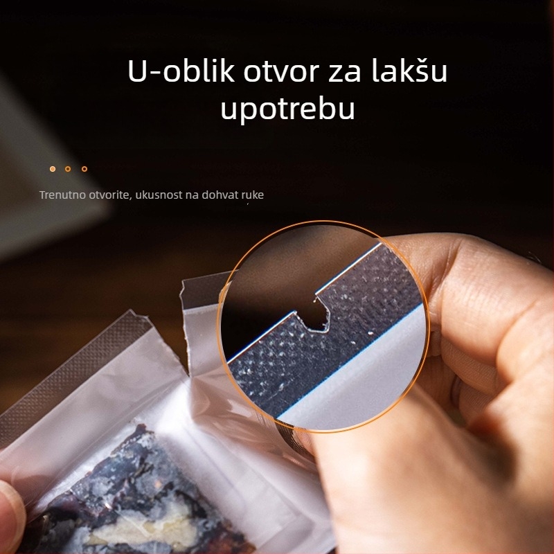 Vrećica za vakuum za pakiranje hrane, glatka površina, dvostrano brtvljenje; materijal: poliester; namjena: pakiranje hrane; licencirana privatna marka
