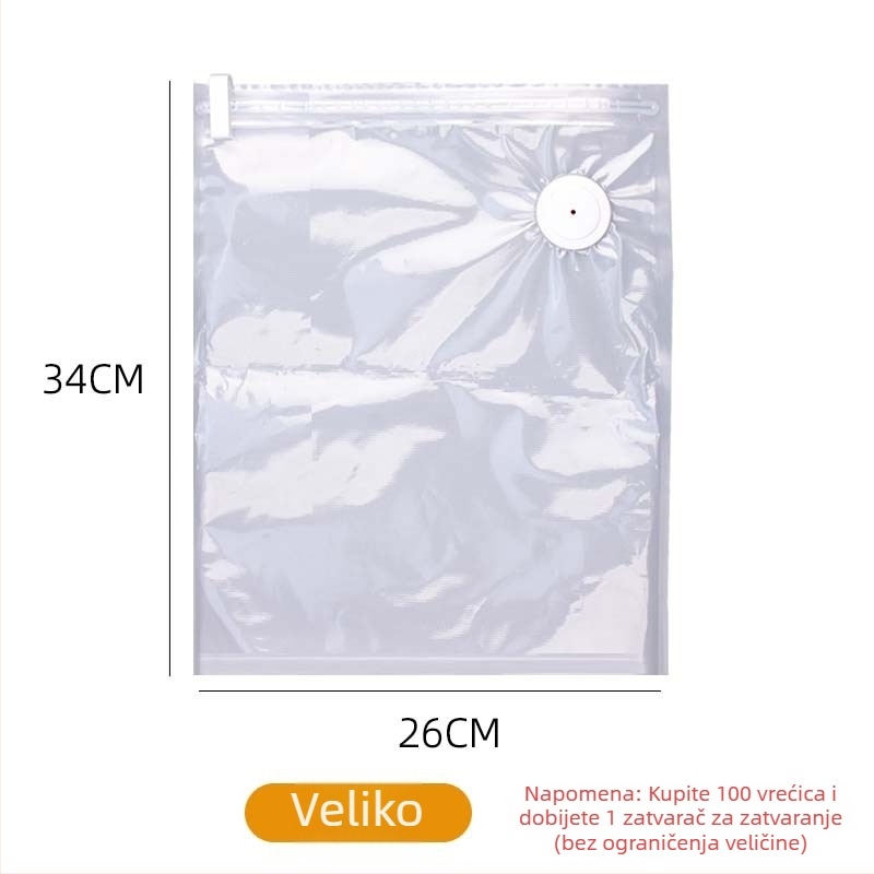 Vakuumska vreća za hranu — PA+PE debeli materijal, tip usisavanja, bez pumpe, kućna vaku vreća za skladištenje (2025)