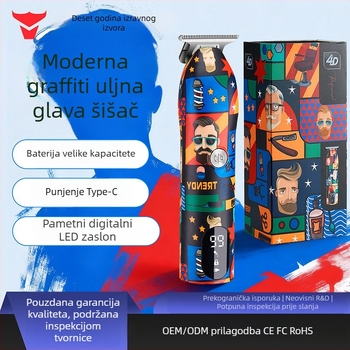 Električna šišalica za kosu — odvojiva i periva glava, ugrađena baterija 500–800 mAh, noževi od nehrđajućeg čelika, vodootporan, s četkanim motorom