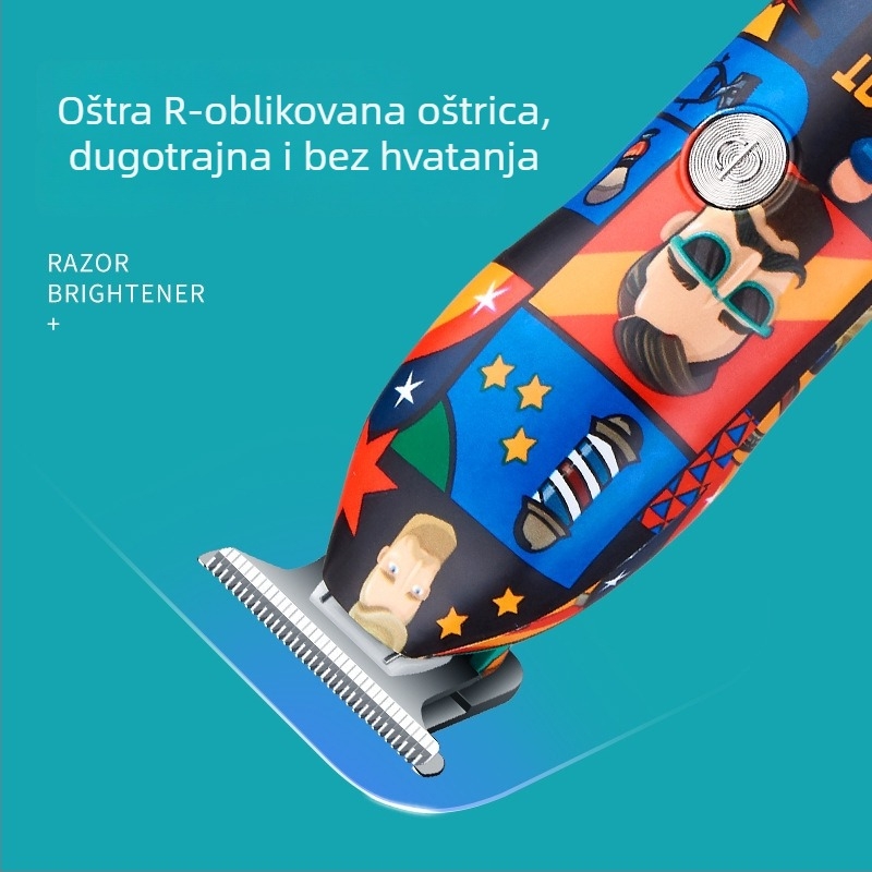 Električna šišalica za kosu — odvojiva i periva glava, ugrađena baterija 500–800 mAh, noževi od nehrđajućeg čelika, vodootporan, s četkanim motorom