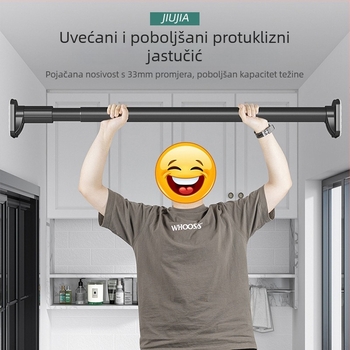 Laijie teleskopska šipka za tuš zavjesu bez bušenja, bez ugradnje, za sušenje rublja na balkonu, nehrđajući čelik, moderan minimalistički stil