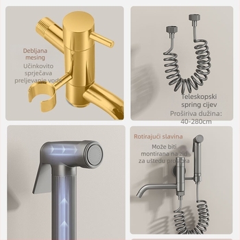 Bakar Mop Pool slavina, dvostruka konstrukcija, otvaranje ključem, završni premaz pečenim premazom, moderan stil