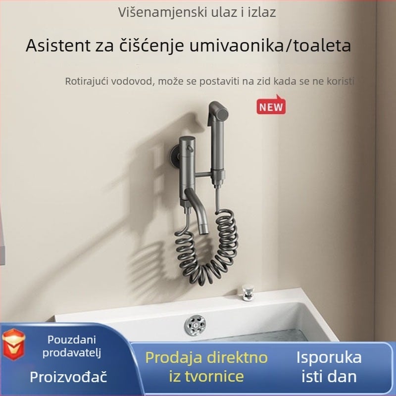 Bakar Mop Pool slavina, dvostruka konstrukcija, otvaranje ključem, završni premaz pečenim premazom, moderan stil