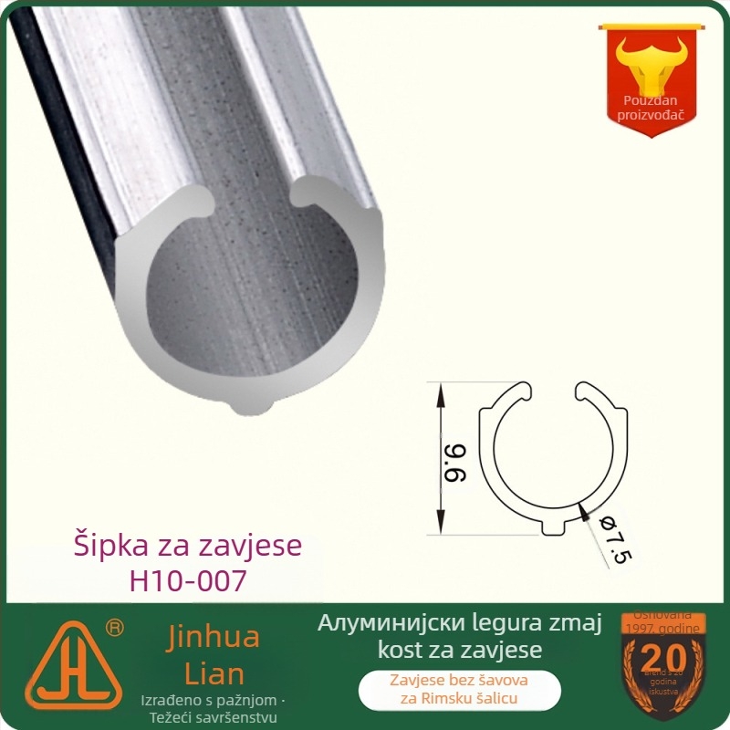 Bešivni dodaci za rimske zavjese od aluminijskog legura, vertikalna šipka keel, model H10-007, brend Jinhua Lian, moderni minimalistički stil, pogodno za sve tipove rimske zavjese