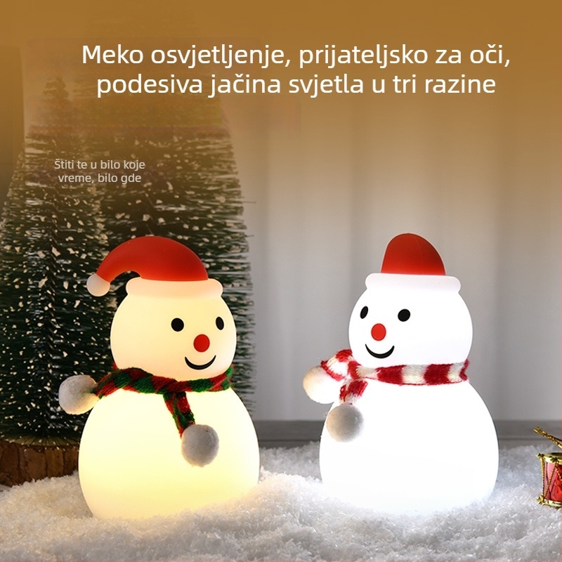 Noćna svjetiljka u obliku snježnog čovjeka od silikona, Bluetooth zvuk, ugrađena 6V baterija