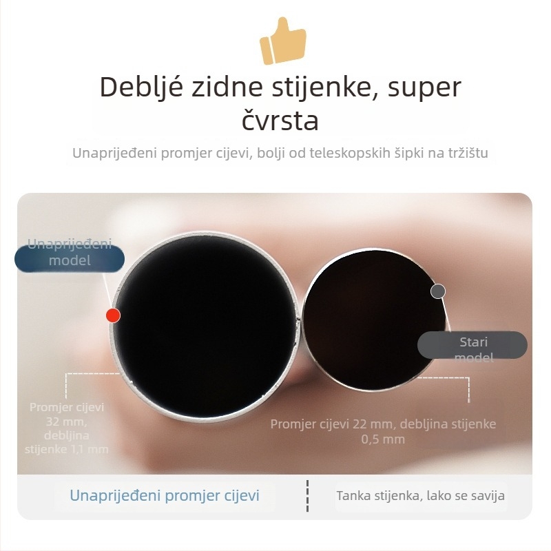 Šipka za zavjese bez bušenja s teleskopskim držačem za kutni prozor, debeli obojeni nosač, nehrđajući čelik, moderni minimalistički stil