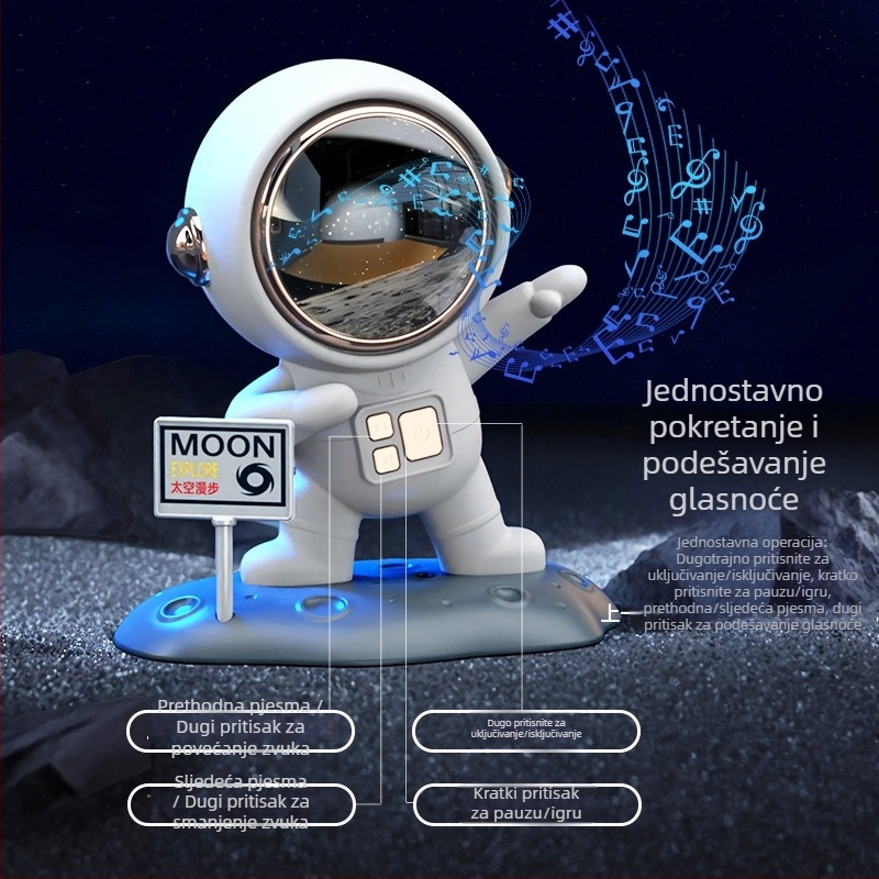 Bluetooth zvučnik astronaut — IPX7, BT 5.0, 5W, ugrađena baterija 1200–2000mAh, frekvencijski raspon 100Hz–20kHz
