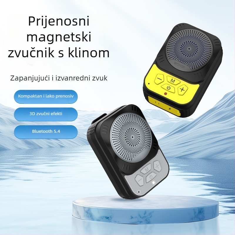 Bluetooth zvučnik s magnetskim klipsom, IPX5 vodootporan, Bluetooth 5.3, raspon frekvencija 100Hz-20kHz, SNR ≥100dB