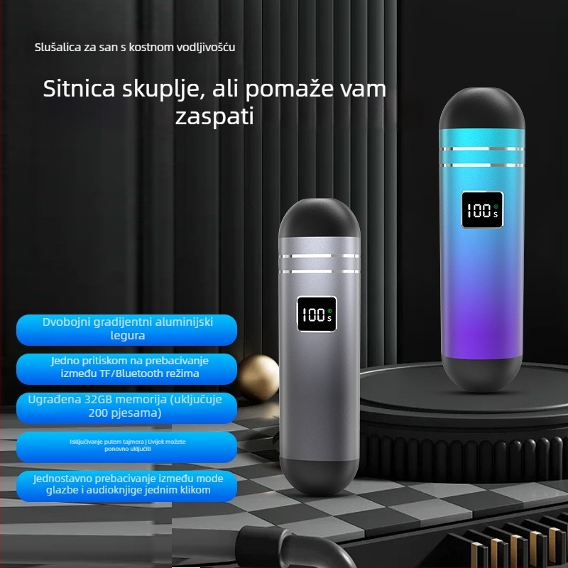 Mini zvučnik s kostnom provođenjem zvuka, Bluetooth 5.3, ugrađena baterija, 100 Hz–20 kHz, SNR ≥85 dB, 2 zvučnika, idealan za slušanje dok spavate ispod jastuka