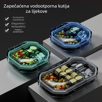 Kutija za lijekove MZ-A01, PC plast, s poklopcem i pretincima, sedmodnevni prijenosni organizator lijekova