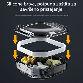 Kutija za lijekove MZ-A01, PC plast, s poklopcem i pretincima, sedmodnevni prijenosni organizator lijekova