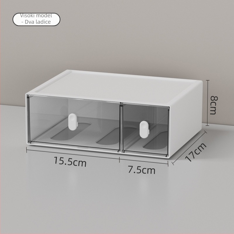 Desk organizator s ladicama i mrežastim pregradama, 1–3 ladice, plast HIPS/PS/PP, za školske potrepštine i kozmetiku, Smell the Heart