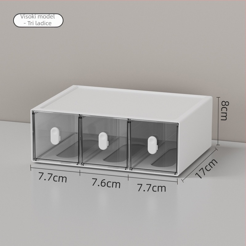 Desk organizator s ladicama i mrežastim pregradama, 1–3 ladice, plast HIPS/PS/PP, za školske potrepštine i kozmetiku, Smell the Heart