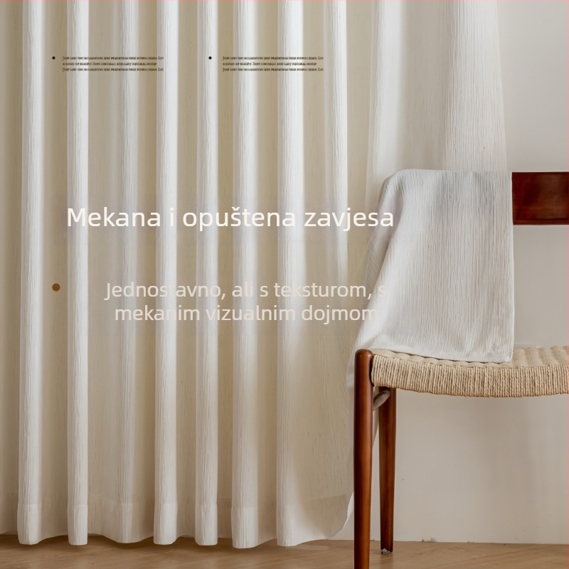 Chenille poliester zavjese – prozirne za dnevni boravak, moderni minimalistički stil, s debelom i tiho šinom