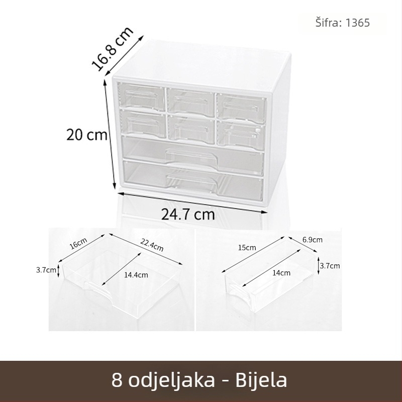 Desktop kutija za ladice (model 514AAE), PP materijal, s poklopcem, složiva, 20 pretinaca