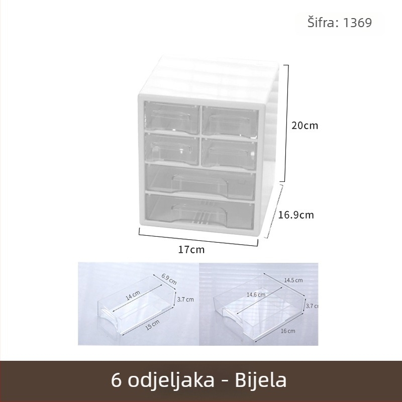 Desktop kutija za ladice (model 514AAE), PP materijal, s poklopcem, složiva, 20 pretinaca