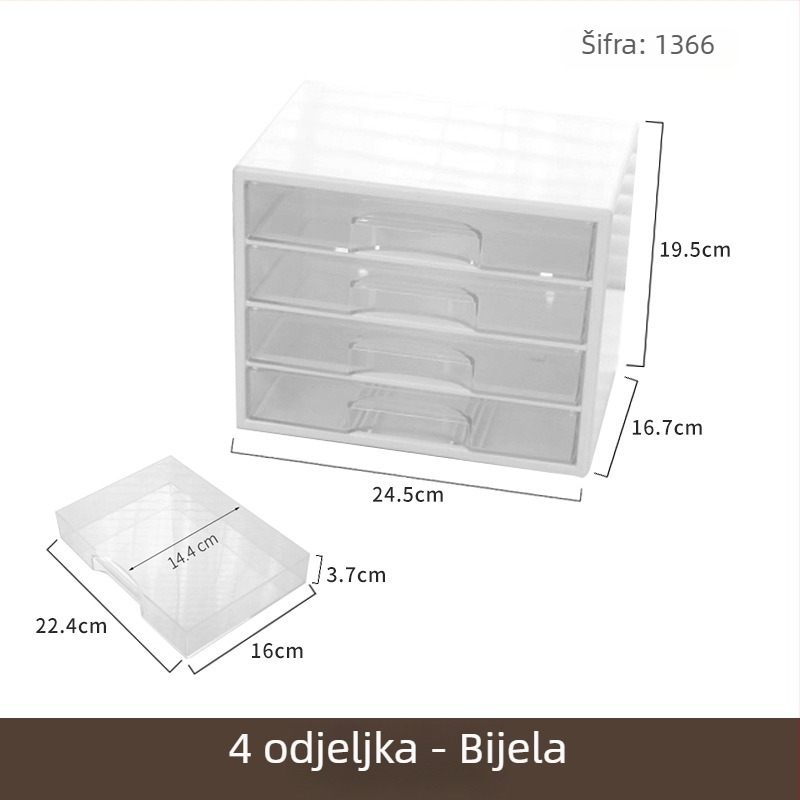 Desktop kutija za ladice (model 514AAE), PP materijal, s poklopcem, složiva, 20 pretinaca
