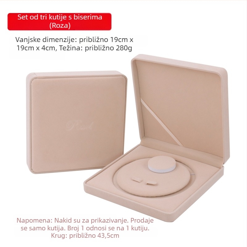 Kutija za nakit od baršuna – trodjelni set za ogrlicu, naušnice i narukvicu