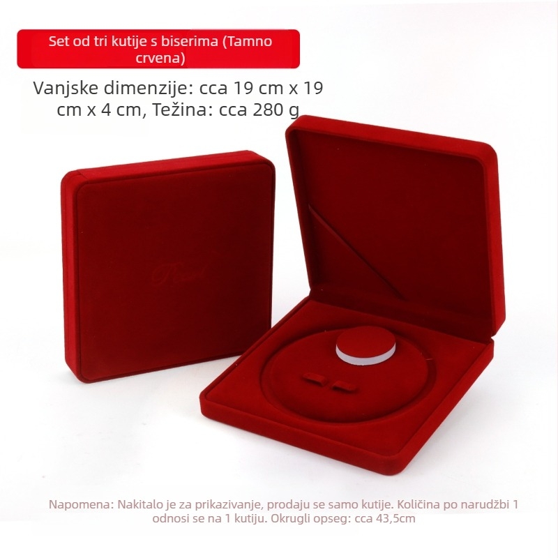 Kutija za nakit od baršuna – trodjelni set za ogrlicu, naušnice i narukvicu