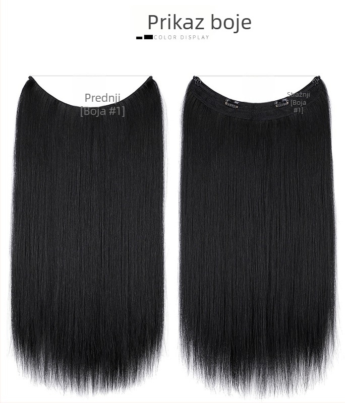 Ženska perika s ravnim kosom, vlakno otporno na visoke temperature, model s mrežnom trakom, može se obojiti