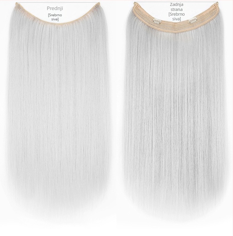 Ženska perika s ravnim kosom, vlakno otporno na visoke temperature, model s mrežnom trakom, može se obojiti