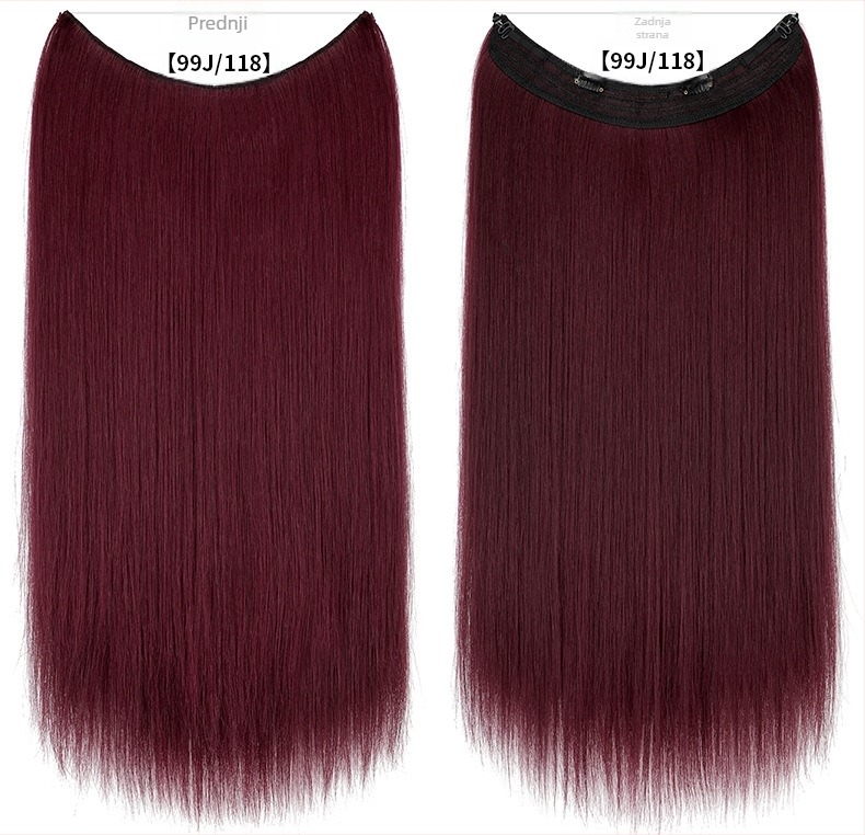 Ženska perika s ravnim kosom, vlakno otporno na visoke temperature, model s mrežnom trakom, može se obojiti