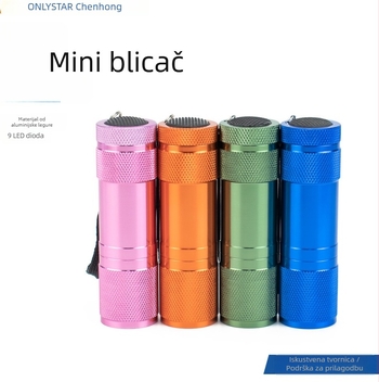 9-LED baterijska svjetiljka, aluminijsko kućište, ručno napajanje, 4.5V baterija, domet do 50 m