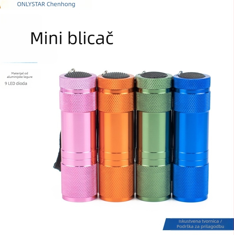 9-LED baterijska svjetiljka, aluminijsko kućište, ručno napajanje, 4.5V baterija, domet do 50 m