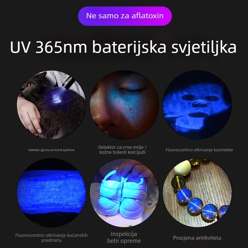 Shenyu UV svjetiljka 365 nm za provjeru banknota i identifikaciju nefrita, LED, punjiva, ultra tanka, višestruka funkcija
