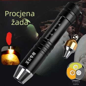 Fener za identifikaciju jadea s UV svjetlom 365 nm - tijelo od aluminijske legure, punjiva baterija s punjačem, ručno napajanje, LED svjetlo