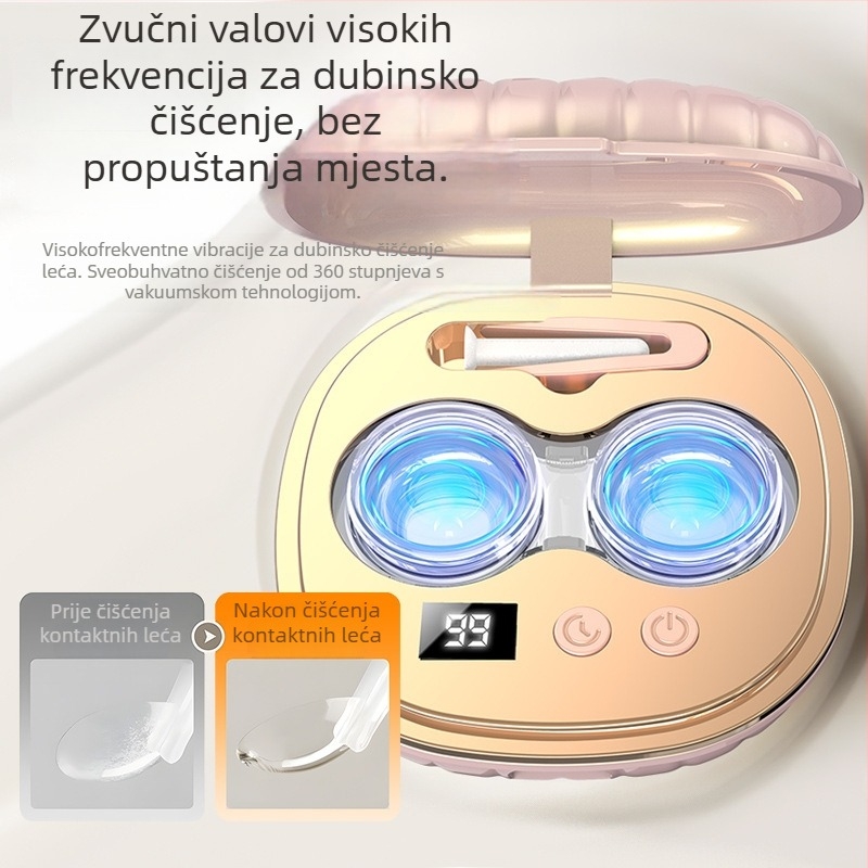 Ultrazvučna kutija za čišćenje kontaktnih leća s automatskim ispranjem — YJ-77, USB punjenje, 3.7V, 5W, radno vrijeme do 2 sata