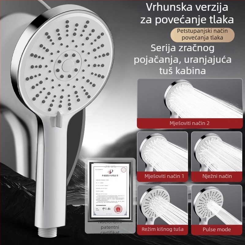 Tuš glava pod tlakom, s pet brzina prilagodljivim izlazom i univerzalnim sučeljem