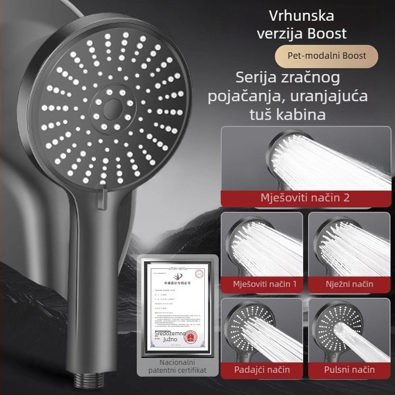 Tuš glava pod tlakom, s pet brzina prilagodljivim izlazom i univerzalnim sučeljem
