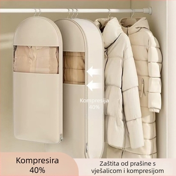 Vješena torba za pohranu kaputa – satenski materijal, otporna na prašinu i vlagu, jednostavan i moderan stil, pohrana u spavaćoj sobi