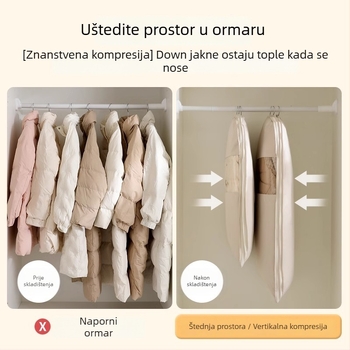 Vješena torba za pohranu kaputa – satenski materijal, otporna na prašinu i vlagu, jednostavan i moderan stil, pohrana u spavaćoj sobi