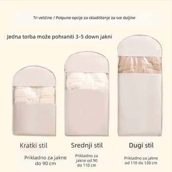 Vješena torba za pohranu kaputa – satenski materijal, otporna na prašinu i vlagu, jednostavan i moderan stil, pohrana u spavaćoj sobi