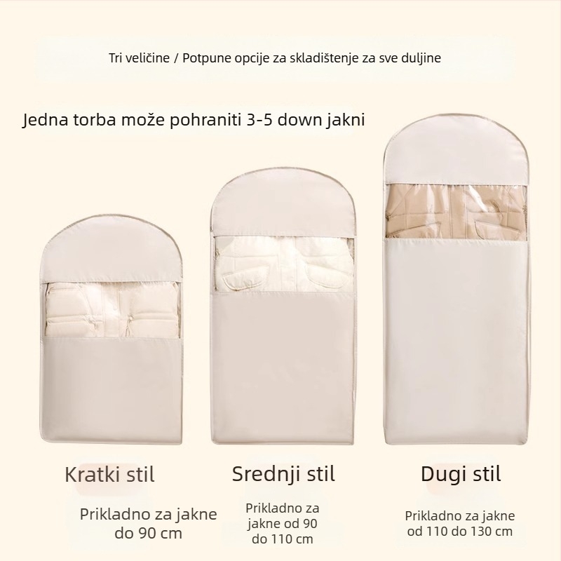 Vješena torba za pohranu kaputa – satenski materijal, otporna na prašinu i vlagu, jednostavan i moderan stil, pohrana u spavaćoj sobi