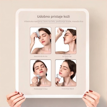 Gua sha alat od 304 nehrđajućeg čelika, u obliku srca, za lice, s ogledno poliranim završetkom