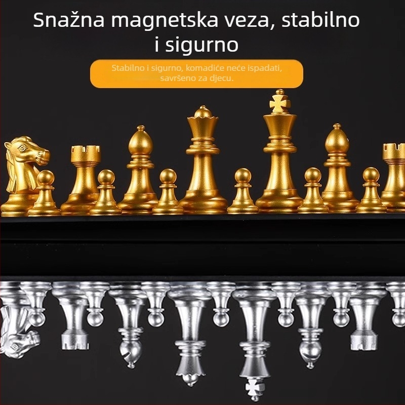 Dječji šahovski set s magnetskim figuricama i pločom (Materijal: plastika; Magnetske figure; Uključuje ploču; Pogodno za djecu; Vrsta: šah)