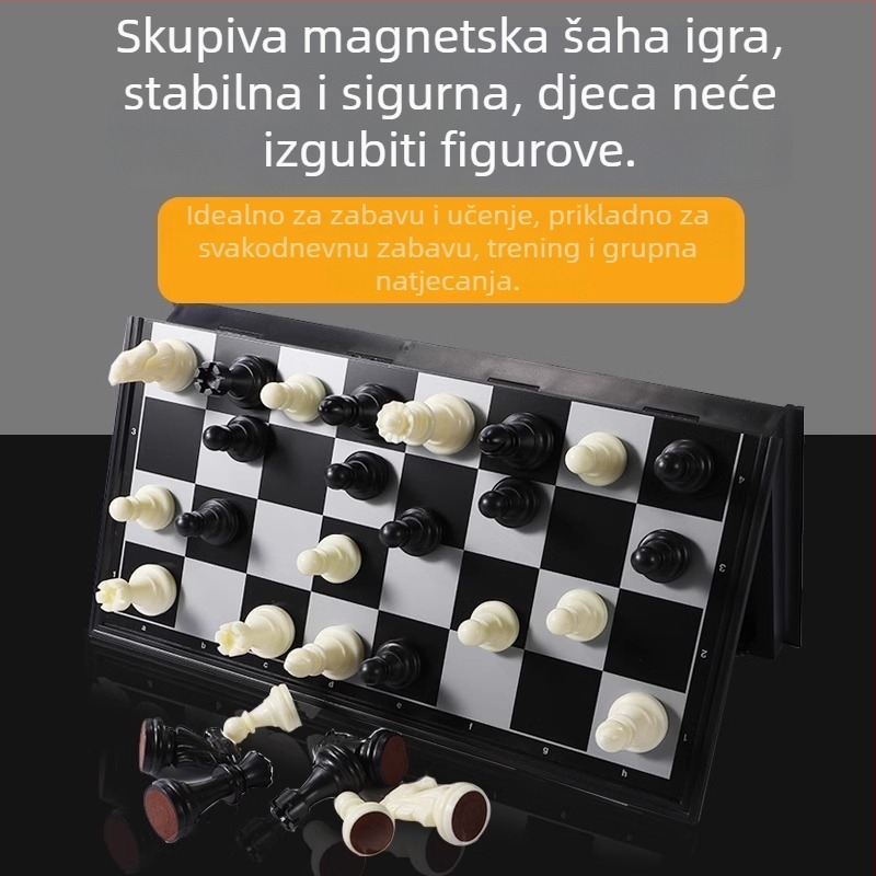 Dječji šahovski set s magnetskim figuricama i pločom (Materijal: plastika; Magnetske figure; Uključuje ploču; Pogodno za djecu; Vrsta: šah)