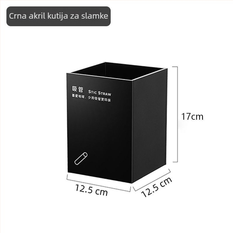 Kutija za pohranu slamki i papirnatih maramica, plastika, glatka površina, kvadratni oblik, moderni minimalistički stil