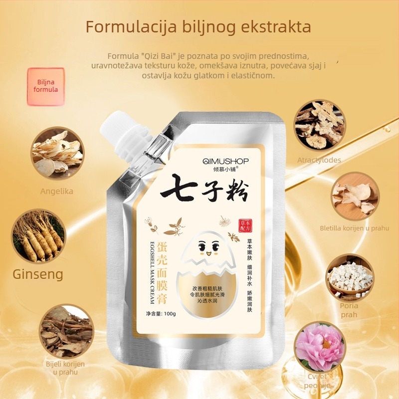 Maska za lice krem-gel s biljnom formulom i ljuskom jajeta – hidratantna i posvjetljujuća