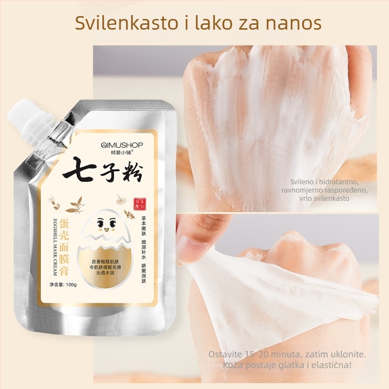 Maska za lice krem-gel s biljnom formulom i ljuskom jajeta – hidratantna i posvjetljujuća