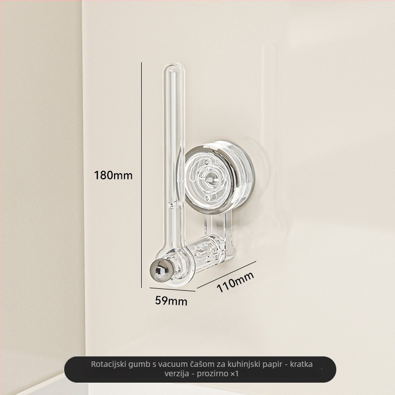 Držač za kuhinjsku rolu papira sa suction tipom – plastični, za rolu papira, višestruka namjena, stil Light Luxury