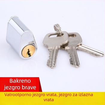 Bakreni cilindar za zaključavanje vatrogasnih vrata; model Fireproof lock cylinder; marka Zhiwei; pogodan za vatrogasna vrata; težina 60 g