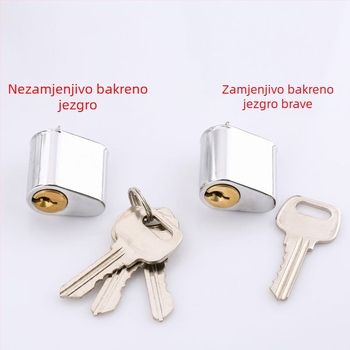 Bakreni cilindar za zaključavanje vatrogasnih vrata; model Fireproof lock cylinder; marka Zhiwei; pogodan za vatrogasna vrata; težina 60 g