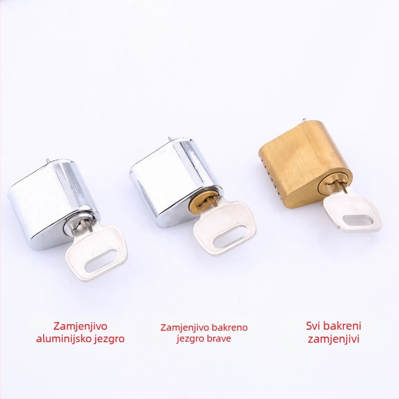 Bakreni cilindar za zaključavanje vatrogasnih vrata; model Fireproof lock cylinder; marka Zhiwei; pogodan za vatrogasna vrata; težina 60 g